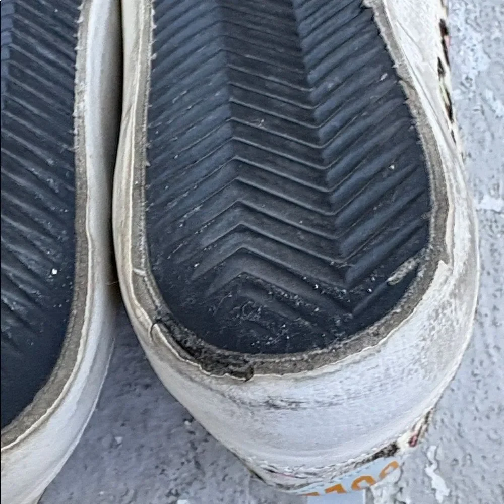 Rare distressed leopard print pony hair golden goose mid star